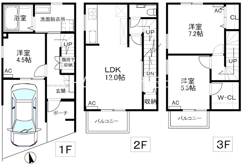 玉出東1丁目戸建賃貸　新築・車庫付 間取り