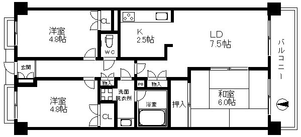 deuxローズレイアB棟  間取り