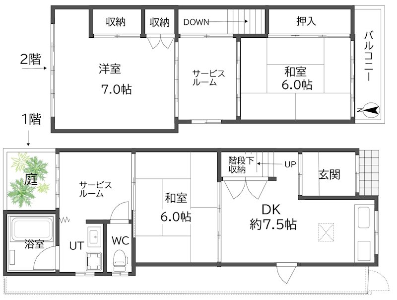 粉浜西2丁目貸家 間取り
