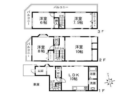 安立2丁目戸建ガレージ付 間取り