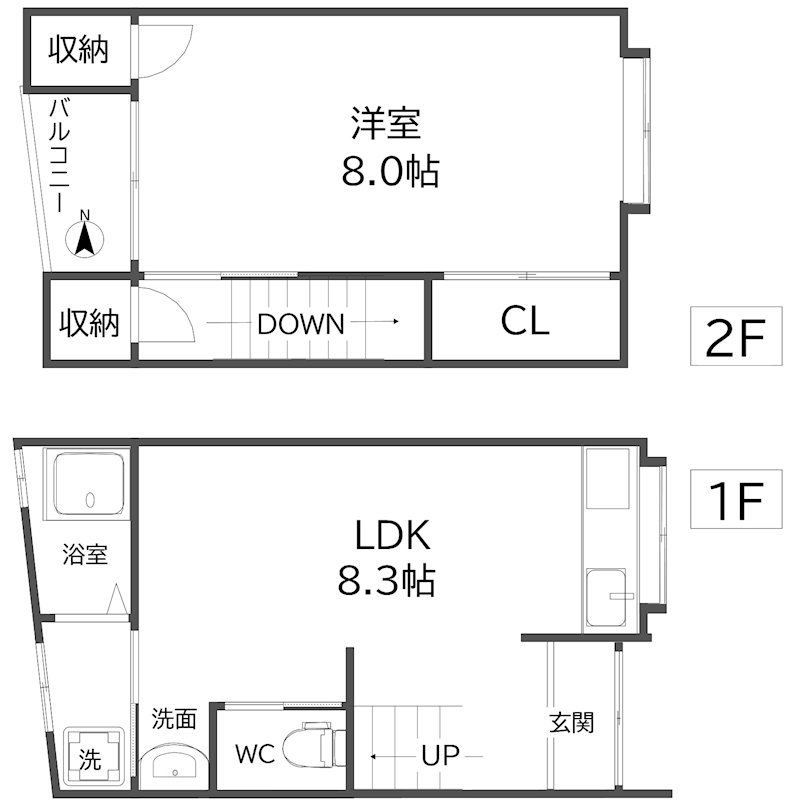 東粉浜1丁目テラスハウス. 間取り