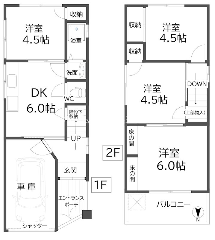 南津守4丁目駐車場付戸建 間取り
