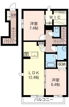 カムイ　ミンタラ　A 204号室 間取り