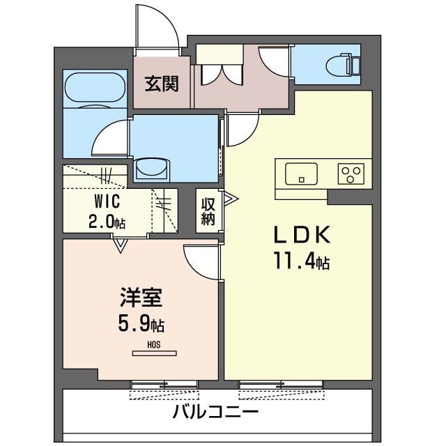 フロイデ 302号室 間取り