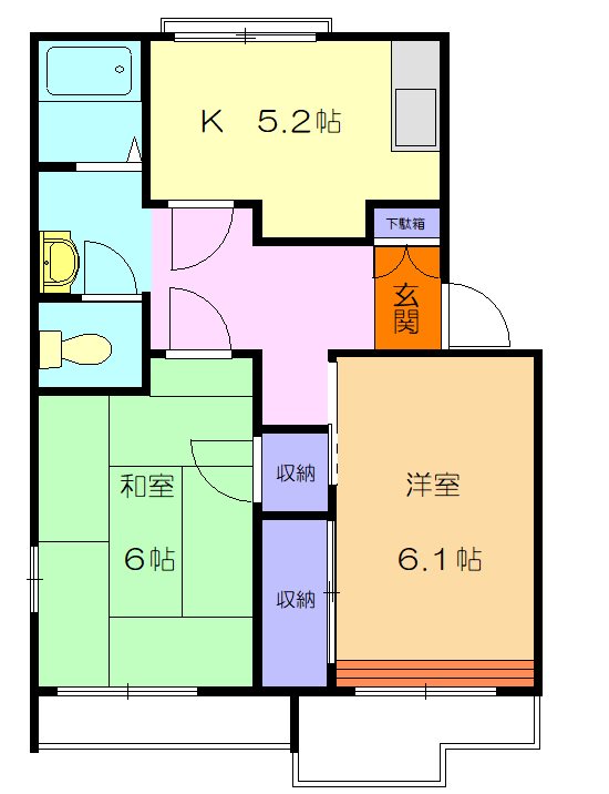 大熊コーポＢ 202号室 間取り
