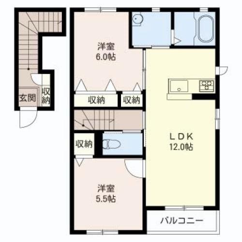 サンブレイス 202号室 間取り