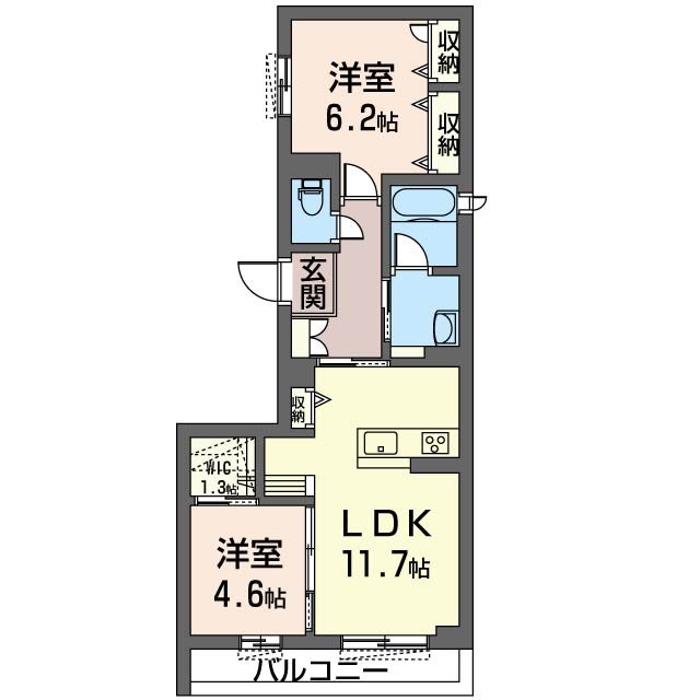 プリュネ 103号室 間取り