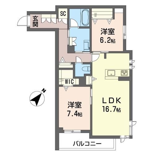 ウィズプラス浦和美園　ウエストC棟    204号室 間取り