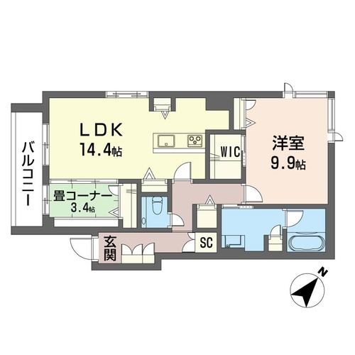 ウィズプラス浦和美園　ウエストC棟     305号室 間取り