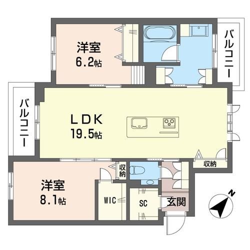 ウィズプラス浦和美園　ウエストD棟    201号室 間取り