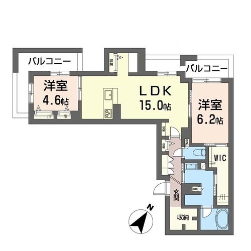 シモン ミソノ イースト 311号室 間取り