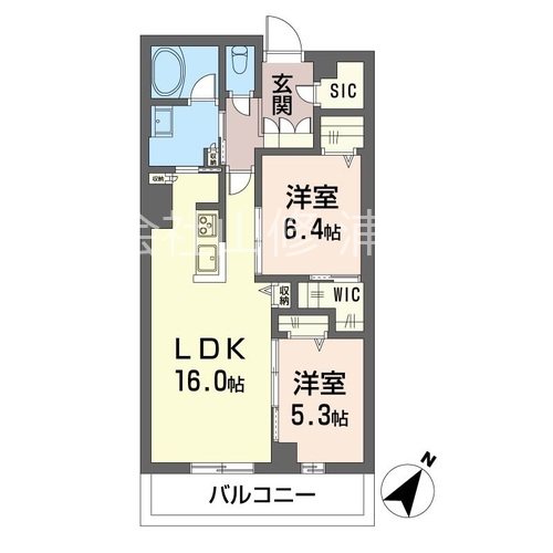 シモン イースト ミソノ 304号室 間取り