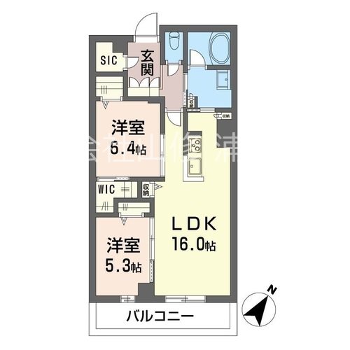 シモン イースト ミソノ 403号室 間取り