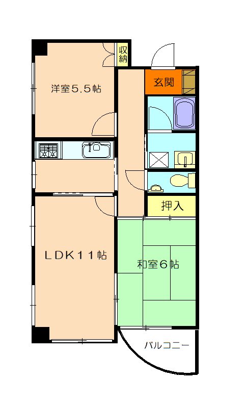 ネオ中ハイツ【２ＬＤＫ賃貸マンション】 202号室 間取り