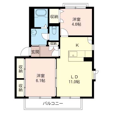グランシード辻Ｄ【積水ハウス施工２ＬＤＫ♪】  201号室 間取り