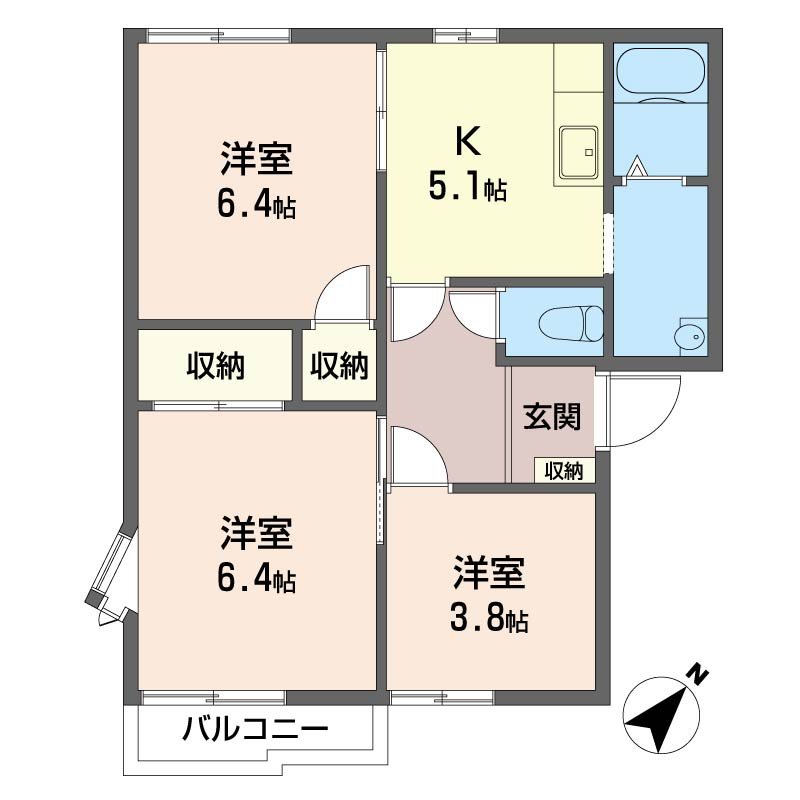 メゾン仲道H 202号室 間取り