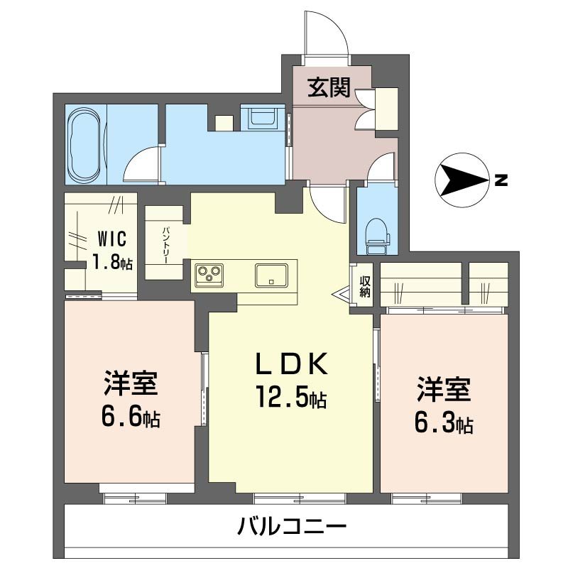 ラ　ベルヴィ 103号室 間取り