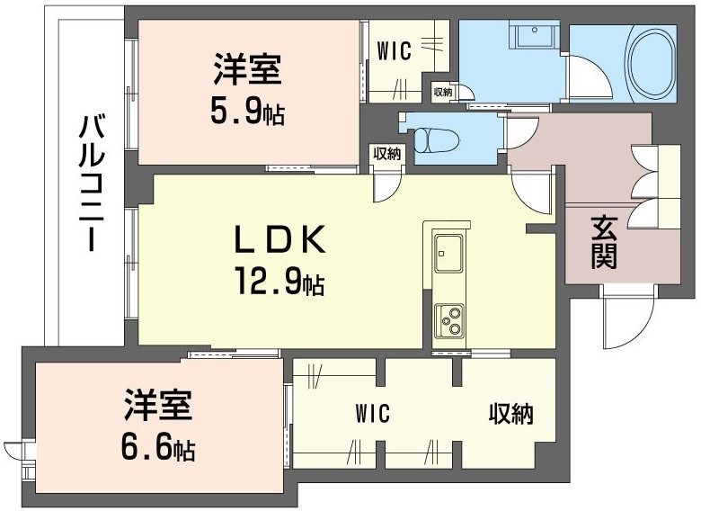 グリシーナ 205号室 間取り