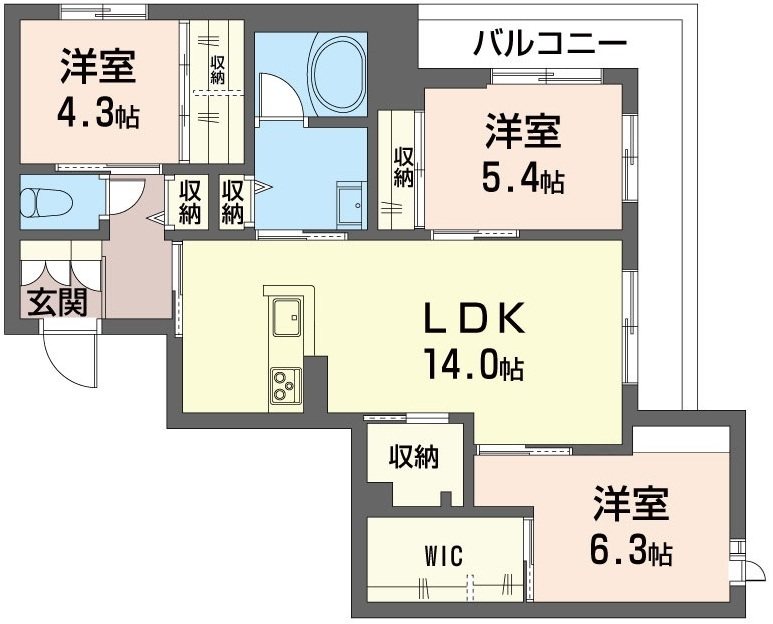 グリシーナ 204号室 間取り