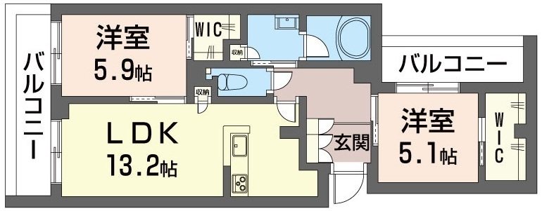 グリシーナ 305号室 間取り