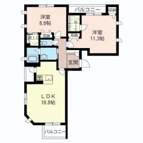 Aria-nops 216号室 間取り