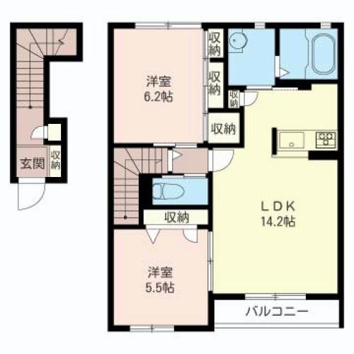 リヴィエールコートA 202号室 間取り