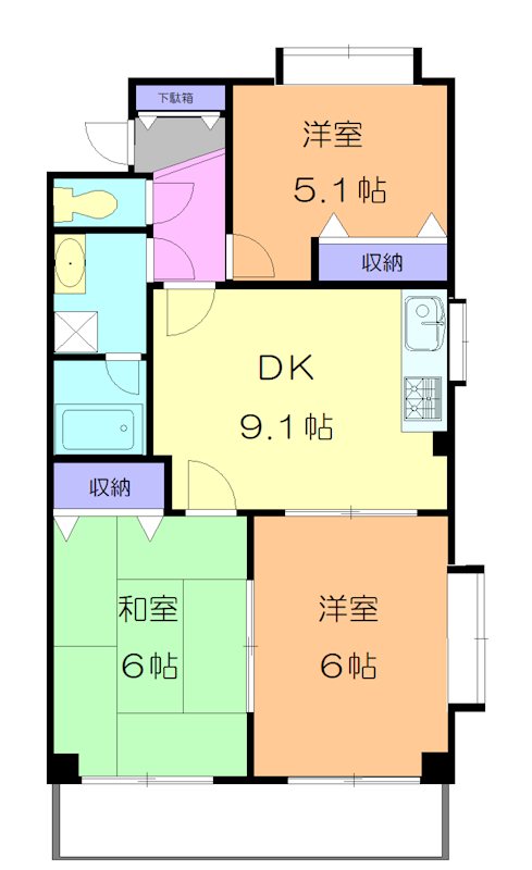 エミネンス本太 303号室 間取り