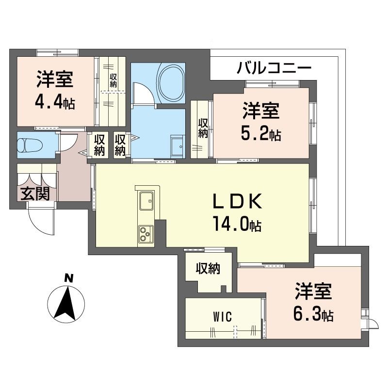 グリシーナ 304号室 間取り