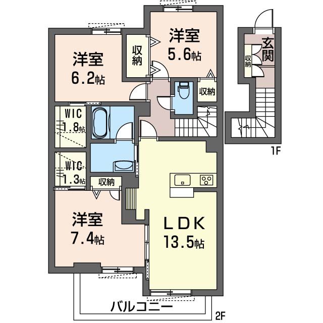 シャンペトルⅡ 203号室 間取り