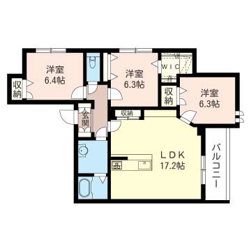 Y's　Three 201号室 間取り