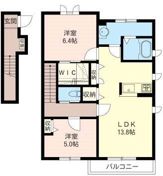 プリムヴェール 201号室 間取り