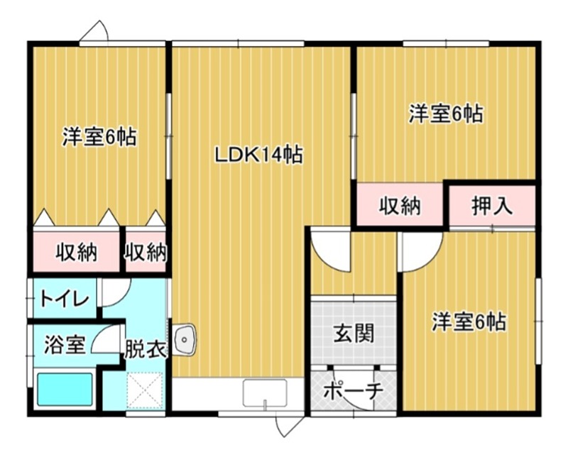 北海道網走市駒場南２丁目3-14 間取り