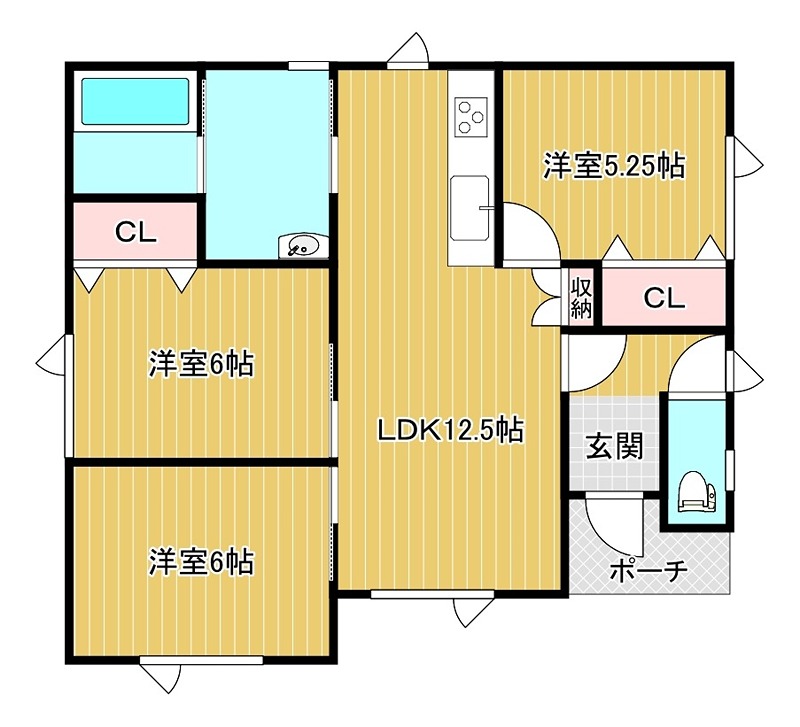 北海道北見市とん田東町541-23 間取り