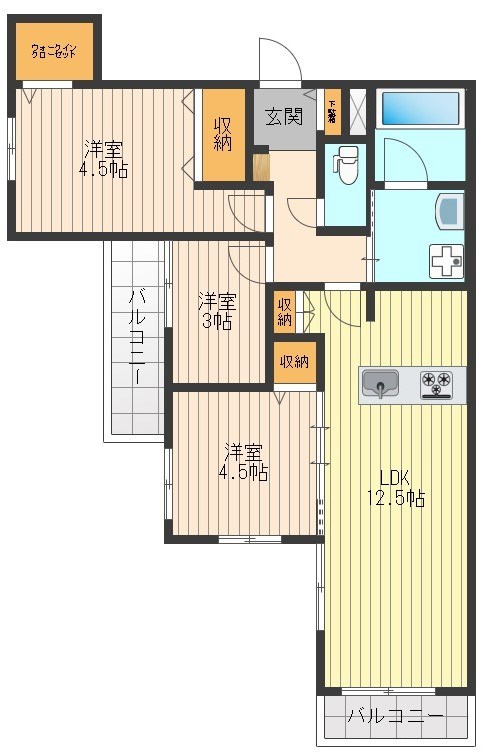 メゾングリシーヌ中神 間取り図