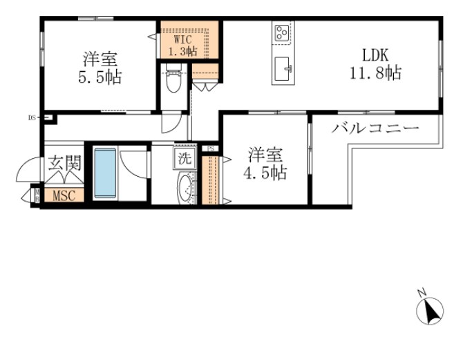 メゾングリシーヌ昭島 間取り図