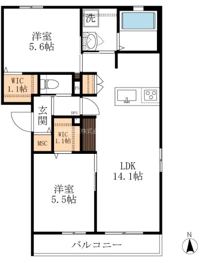 Ｂｒｏｗｎ　Ｗｉｎｇ 間取り図