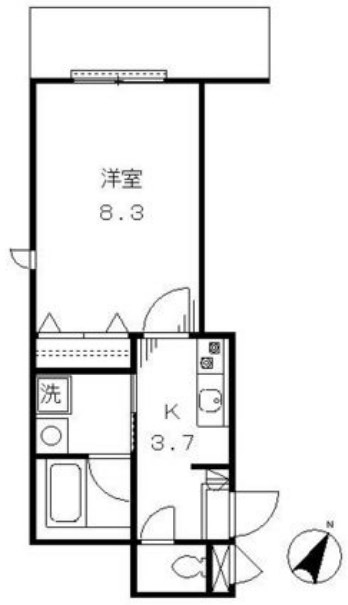 カレン国立 202号室 間取り