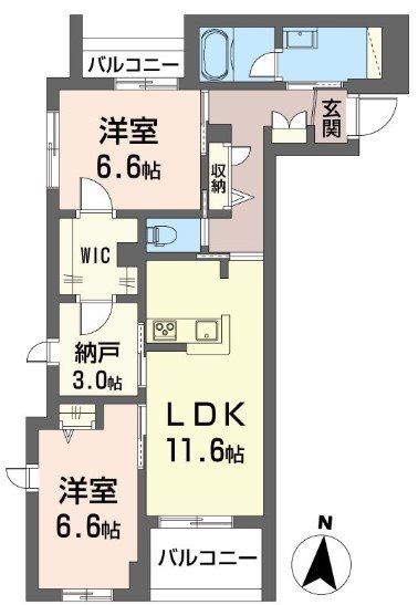 アルフラット万願寺 0201号室 間取り