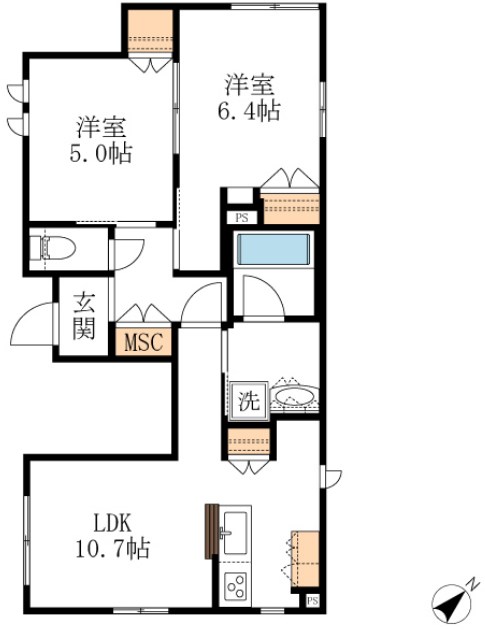 Ｖｅｎｔ　ｄｏｕｘ 間取り図