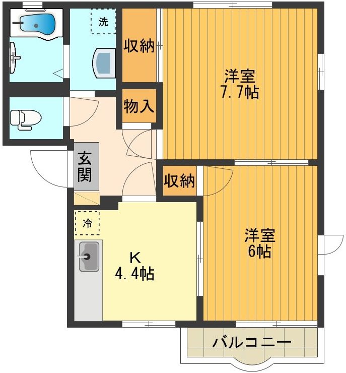 サンハイツクリハラB 間取り図