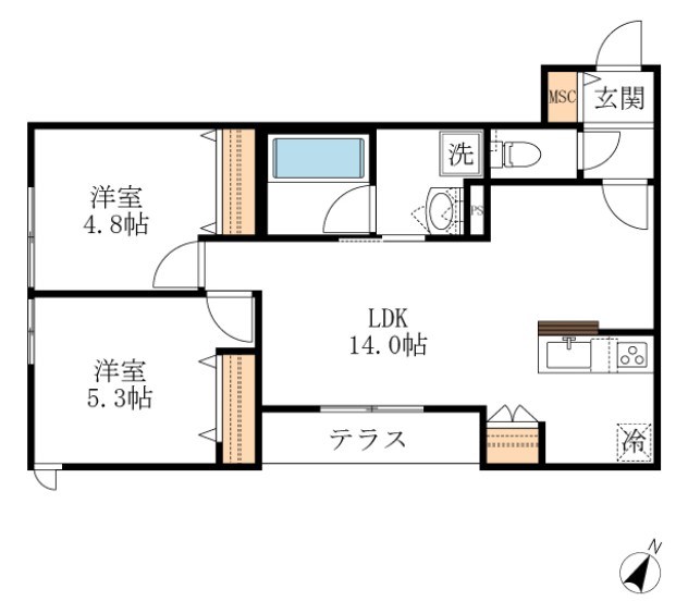 Ｄｒｅｓｓａｇｅ 0102号室 間取り