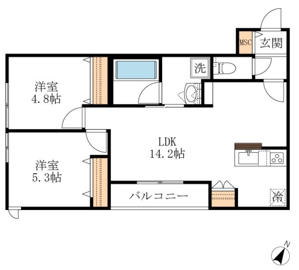 Ｄｒｅｓｓａｇｅ 0202号室 間取り