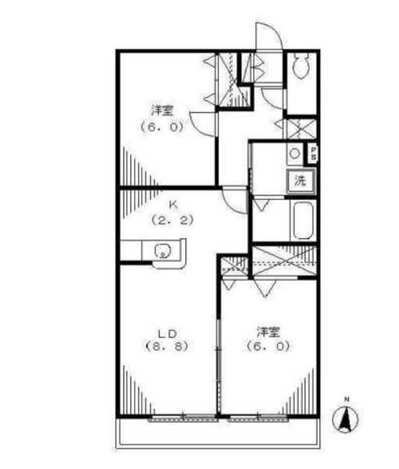 Ｐａｒｋ　Ｗｅｓｔ　Ｂ棟 102号室 間取り
