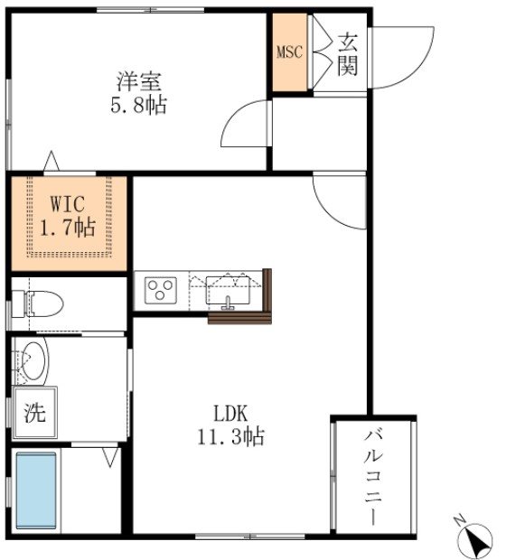 メゾンエスポア 0203号室 間取り