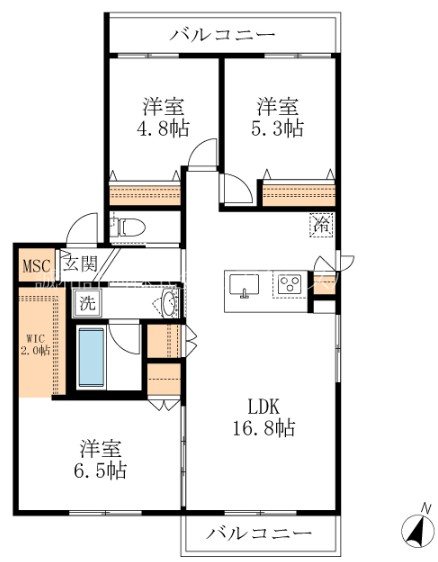 Ｄｒｅｓｓａｇｅ 0203号室 間取り