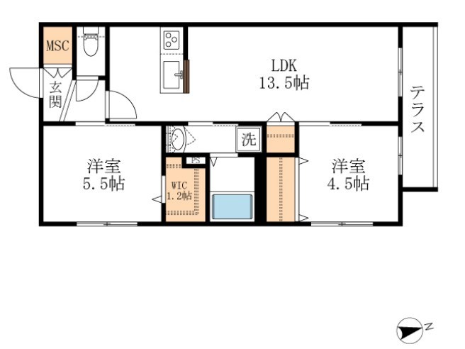 フェリスⅦ 0105号室 間取り