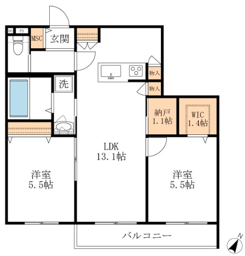 マルベリー　テラス・Ｓ 間取り図