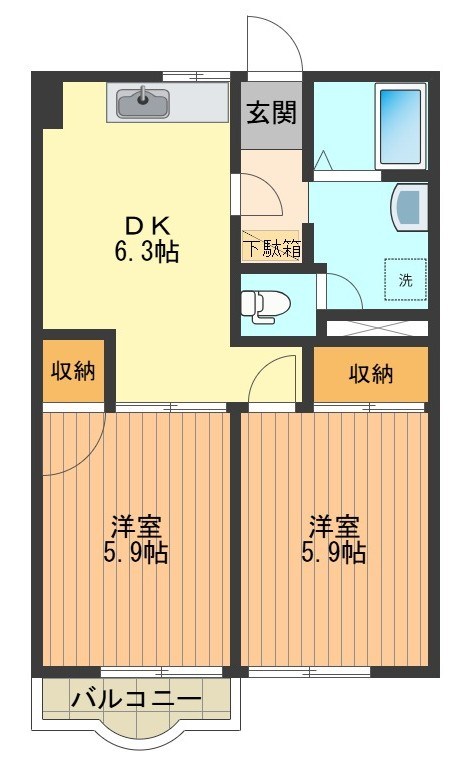 サンハイツクリハラＡ 間取り図