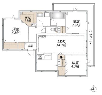 オカバ八王子堀之内ヘーベルメゾン 間取り図