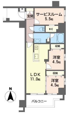 ツインズ国立Ⅱ 0403号室 間取り